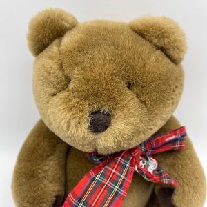 BEARLAND Teddy Bear Plush Brown Jointed Vintage 1985 Stuffed Animal 15" W Bow